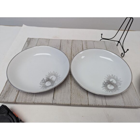 Vintage Kutani Set 4 Soup Cereal Bowls 7 5/8" White Silver Gray Bursts Japan - Picture 4 of 8